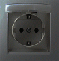 1590450-032 Розетка 2Р+Е Schuko, со шторками, с крышкой, IP44, 16А, 250В, винтовой зажим, чёрный