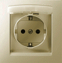 1590450-034 Розетка 2Р+Е Schuko, со шторками, с крышкой, IP44, 16А, 250В, винтовой зажим, шампань