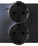 1590459-032 Розетка двойная 2Р+Е Schuko, 16А, 250В, винтовой зажим, чёрный