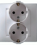 1590459-033 Розетка двойная 2Р+Е Schuko, 16А, 250В, винтовой зажим, алюминий