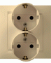 1590459-034 Розетка двойная 2Р+Е Schuko, 16А, 250В, винтовой зажим, шампань