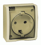 1594445-031 Розетка 2Р+Е Schuko с крышкой полупр., IP54, 16А 250В, винтовой зажим, S15A, сл. кость