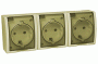 1594447-031 Розетка тройная 2Р+Е Schuko со шторками с крышкой полупр., IP54, 16А 250В, винт.зажим, S15A, с.кость